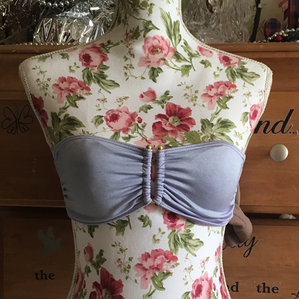 Lavender Strapless bikini with fashion metal piece